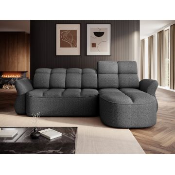 Coltar extensibil dreapta 3 locuri ELTAP, Beneth, 301x185x115 cm, lemn/poliester, gri inchis