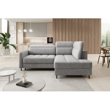 Coltar extensibil dreapta 3 locuri ELTAP, RT-03NU, Barea, 208x160x100 cm, lemn/poliester, gri deschis
