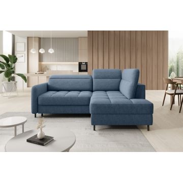 Coltar extensibil dreapta 3 locuri ELTAP, RT-40RAQ, Barea, 208x160x100 cm, lemn/poliester, albastru