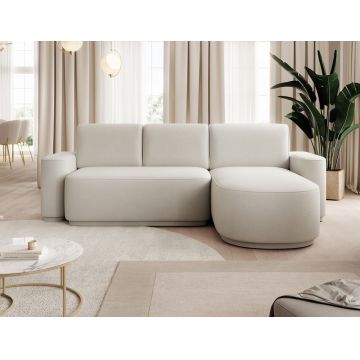 Coltar extensibil dreapta 4 locuri ELTAP, Aurumm, 285x180x92 cm, lemn/poliester, alb murdar