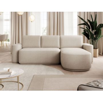 Coltar extensibil dreapta 4 locuri ELTAP, Aurumm, 285x180x92 cm, lemn/poliester, bej inchis