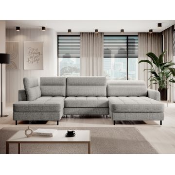 Coltar extensibil dreapta 4 locuri ELTAP, RT-04AUB, Berrto, 306x165x100 cm, lemn/poliester, gri deschis