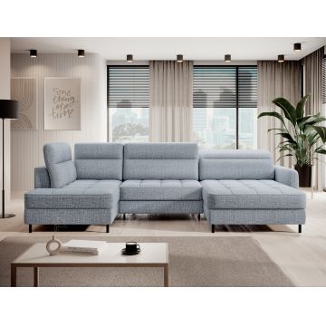 Coltar extensibil dreapta 4 locuri ELTAP, RT-100AUB, Berrto, 306x165x100 cm, lemn/poliester, albastru deschis