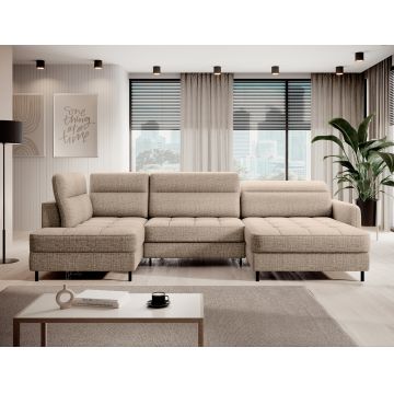 Coltar extensibil dreapta 4 locuri ELTAP, RT-20AUB, Berrto, 306x165x100 cm, lemn/poliester, bej inchis