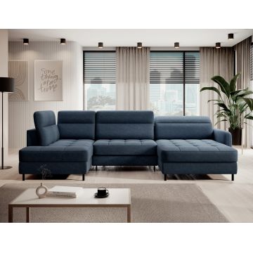 Coltar extensibil dreapta 4 locuri ELTAP, RT-40RAQ, Berrto, 306x165x100 cm, lemn/poliester, albastru inchis