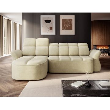 Coltar extensibil stanga 3 locuri ELTAP, Beneth, 301x185x115 cm, lemn/poliester, bej deschis