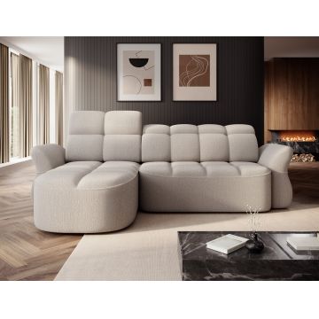 Coltar extensibil stanga 3 locuri ELTAP, Beneth, 301x185x115 cm, lemn/poliester, bej
