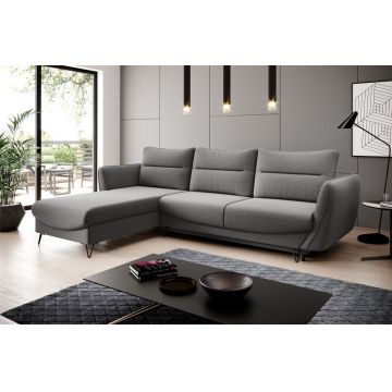Coltar extensibil stanga 3 locuri ELTAP, LT-05GO, Silva, 276x201x100 cm, lemn/poliester, gri