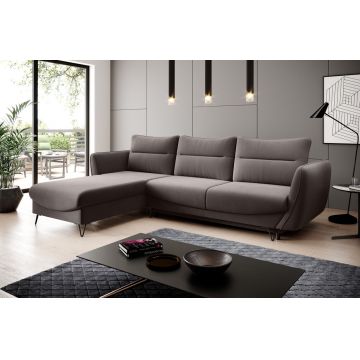 Coltar extensibil stanga 3 locuri ELTAP, LT-07SAV, Silva, 276x201x100 cm, lemn/poliester, gri