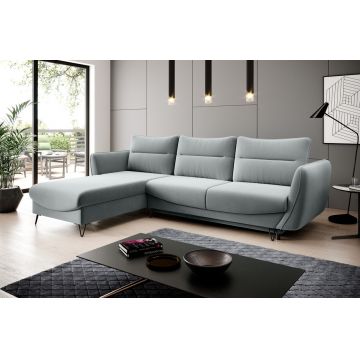 Coltar extensibil stanga 3 locuri ELTAP, LT-100SAV, Silva, 276x201x100 cm, lemn/poliester, gri deschis