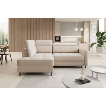 Coltar extensibil stanga 3 locuri ELTAP, LT-18MAN, Barea, 208x160x100 cm, lemn/poliester, bej deschis
