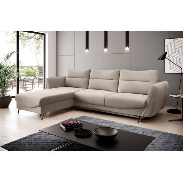 Coltar extensibil stanga 3 locuri ELTAP, LT-18SO, Silva, 276x201x100 cm, lemn/poliester, bej deschis