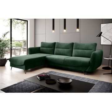 Coltar extensibil stanga 3 locuri ELTAP, LT-35LO, Silva, 276x201x100 cm, lemn/poliester, verde inchis