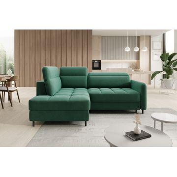Coltar extensibil stanga 3 locuri ELTAP, LT-35LU, Barea, 208x160x100 cm, lemn/poliester, verde inchis