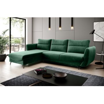 Coltar extensibil stanga 3 locuri ELTAP, LT-35LU, Silva, 276x201x100 cm, lemn/poliester, verde inchis