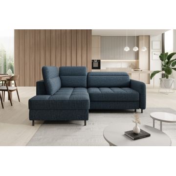 Coltar extensibil stanga 3 locuri ELTAP, LT-40MAN, Barea, 208x160x100 cm, lemn/poliester, albastru inchis