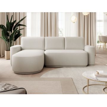 Coltar extensibil stanga 4 locuri ELTAP, Aurumm, 285x180x92 cm, lemn/poliester, alb murdar