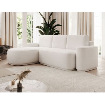 Coltar extensibil stanga 4 locuri ELTAP, Aurumm, 285x180x92 cm, lemn/poliester, alb