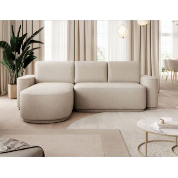 Coltar extensibil stanga 4 locuri ELTAP, Aurumm, 285x180x92 cm, lemn/poliester, bej inchis