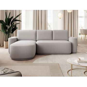 Coltar extensibil stanga 4 locuri ELTAP, Aurumm, 285x180x92 cm, lemn/poliester, gri deschis