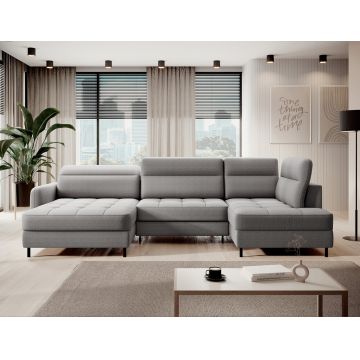 Coltar extensibil stanga 4 locuri ELTAP, LT-03MAN, Berrto, 306x165x100 cm, lemn/poliester, gri inchis
