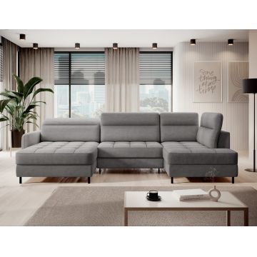 Coltar extensibil stanga 4 locuri ELTAP, LT-03TOS, Berrto, 306x165x100 cm, lemn/poliester, gri inchis