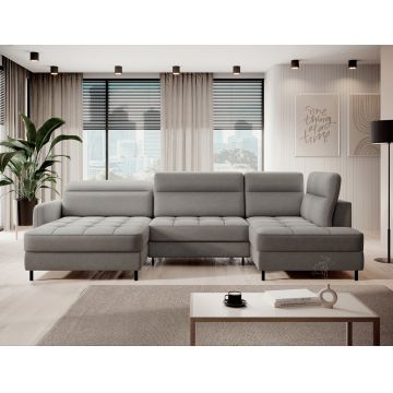Coltar extensibil stanga 4 locuri ELTAP, LT-04RAQ, Berrto, 306x165x100 cm, lemn/poliester, gri inchis