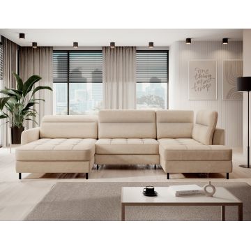Coltar extensibil stanga 4 locuri ELTAP, LT-18TOS, Berrto, 306x165x100 cm, lemn/poliester, bej deschis
