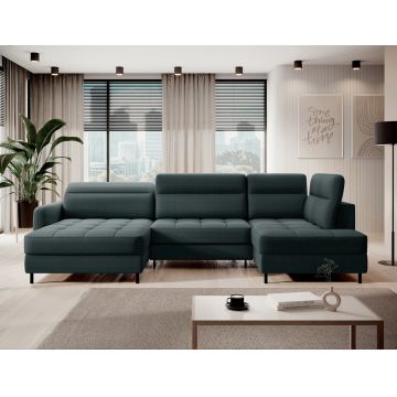 Coltar extensibil stanga 4 locuri ELTAP, LT-38MAN, Berrto, 306x165x100 cm, lemn/poliester, verde inchis