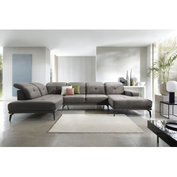 Coltar stanga 6 locuri ELTAP, LT-04LO, Bretan, 350x205x107 cm, lemn/poliester, gri