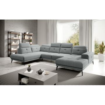 Coltar stanga 6 locuri ELTAP, LT-04VER, Bretan, 350x205x107 cm, lemn/poliester, gri deschis