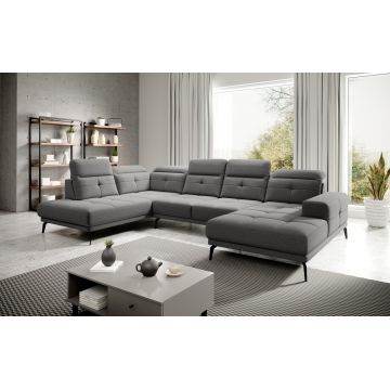 Coltar stanga 6 locuri ELTAP, LT-05GO, Bretan, 350x205x107 cm, lemn/poliester, gri