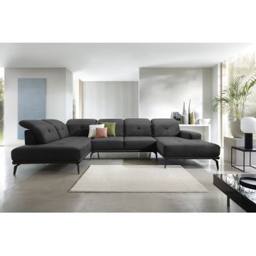 Coltar stanga 6 locuri ELTAP, LT-06LO, Bretan, 350x205x107 cm, lemn/poliester, gri inchis