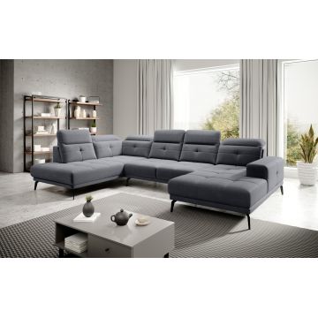 Coltar stanga 6 locuri ELTAP, LT-06SAV, Bretan, 350x205x107 cm, lemn/poliester, gri inchis