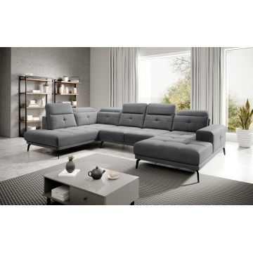 Coltar stanga 6 locuri ELTAP, LT-06SO, Bretan, 350x205x107 cm, lemn/poliester, gri inchis