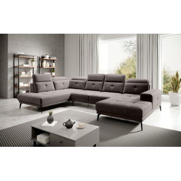 Coltar stanga 6 locuri ELTAP, LT-07SAV, Bretan, 350x205x107 cm, lemn/poliester, gri
