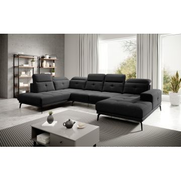 Coltar stanga 6 locuri ELTAP, LT-10FL, Bretan, 350x205x107 cm, lemn/poliester, negru