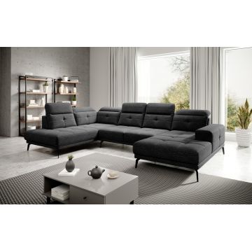 Coltar stanga 6 locuri ELTAP, LT-10MAR, Bretan, 350x205x107 cm, lemn/poliester, negru
