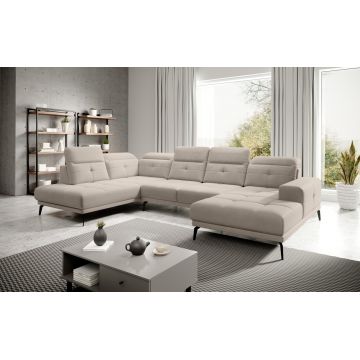 Coltar stanga 6 locuri ELTAP, LT-18SO, Bretan, 350x205x107 cm, lemn/poliester, bej deschis