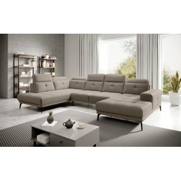 Coltar stanga 6 locuri ELTAP, LT-18VER, Bretan, 350x205x107 cm, lemn/poliester, bej inchis