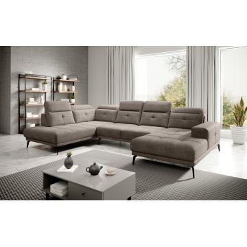 Coltar stanga 6 locuri ELTAP, LT-20MAR, Bretan, 350x205x107 cm, lemn/poliester, bej inchis