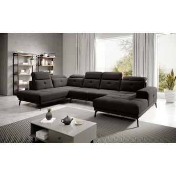 Coltar stanga 6 locuri ELTAP, LT-22FL, Bretan, 350x205x107 cm, lemn/poliester, maro inchis