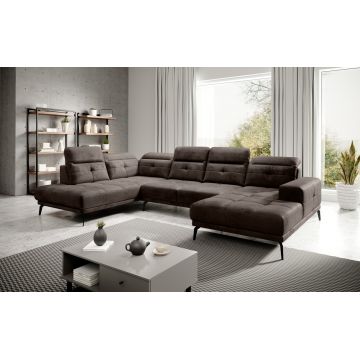 Coltar stanga 6 locuri ELTAP, LT-22NU, Bretan, 350x205x107 cm, lemn/poliester, maro inchis