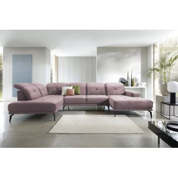 Coltar stanga 6 locuri ELTAP, LT-24LO, Bretan, 350x205x107 cm, lemn/poliester, roz