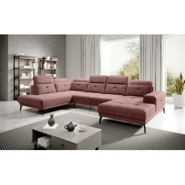 Coltar stanga 6 locuri ELTAP, LT-24LU, Bretan, 350x205x107 cm, lemn/poliester, roz inchis