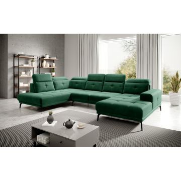 Coltar stanga 6 locuri ELTAP, LT-35LU, Bretan, 350x205x107 cm, lemn/poliester, verde inchis