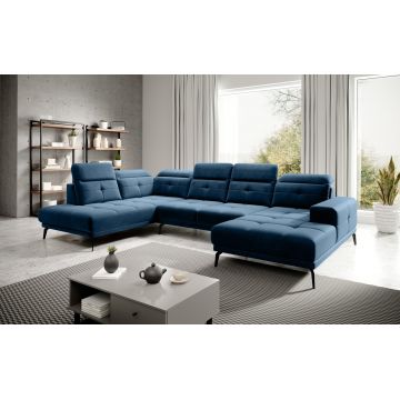 Coltar stanga 6 locuri ELTAP, LT-40LU, Bretan, 350x205x107 cm, lemn/poliester, albastru inchis