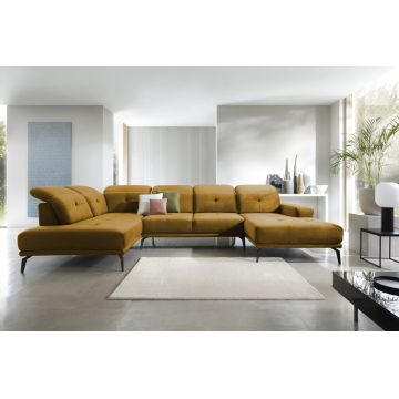 Coltar stanga 6 locuri ELTAP, LT-45LO, Bretan, 350x205x107 cm, lemn/poliester, mustar