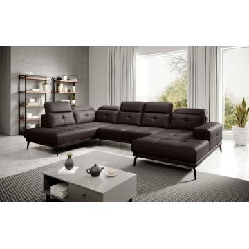 Coltar stanga 6 locuri ELTAP, LT-66SOF, Bretan, 350x205x107 cm, lemn/poliester, maro inchis