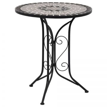 Masă de bistro mozaic, gri, 60 cm, ceramică